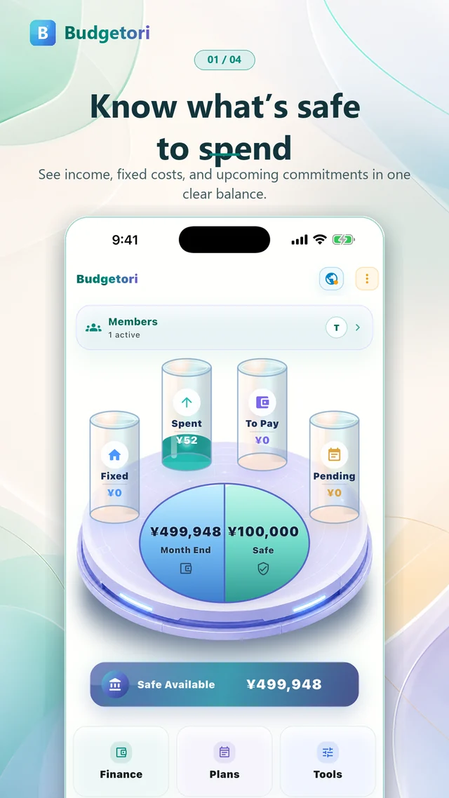 Budgetori safe-to-spend overview